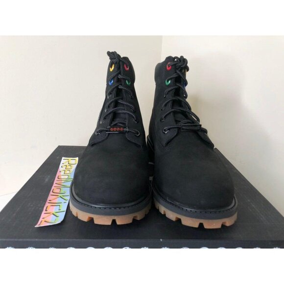 Timberland Boots 6 inch Black Patch Kids Youth Sizes TB0A2A75 001 - Picture 2 of 4